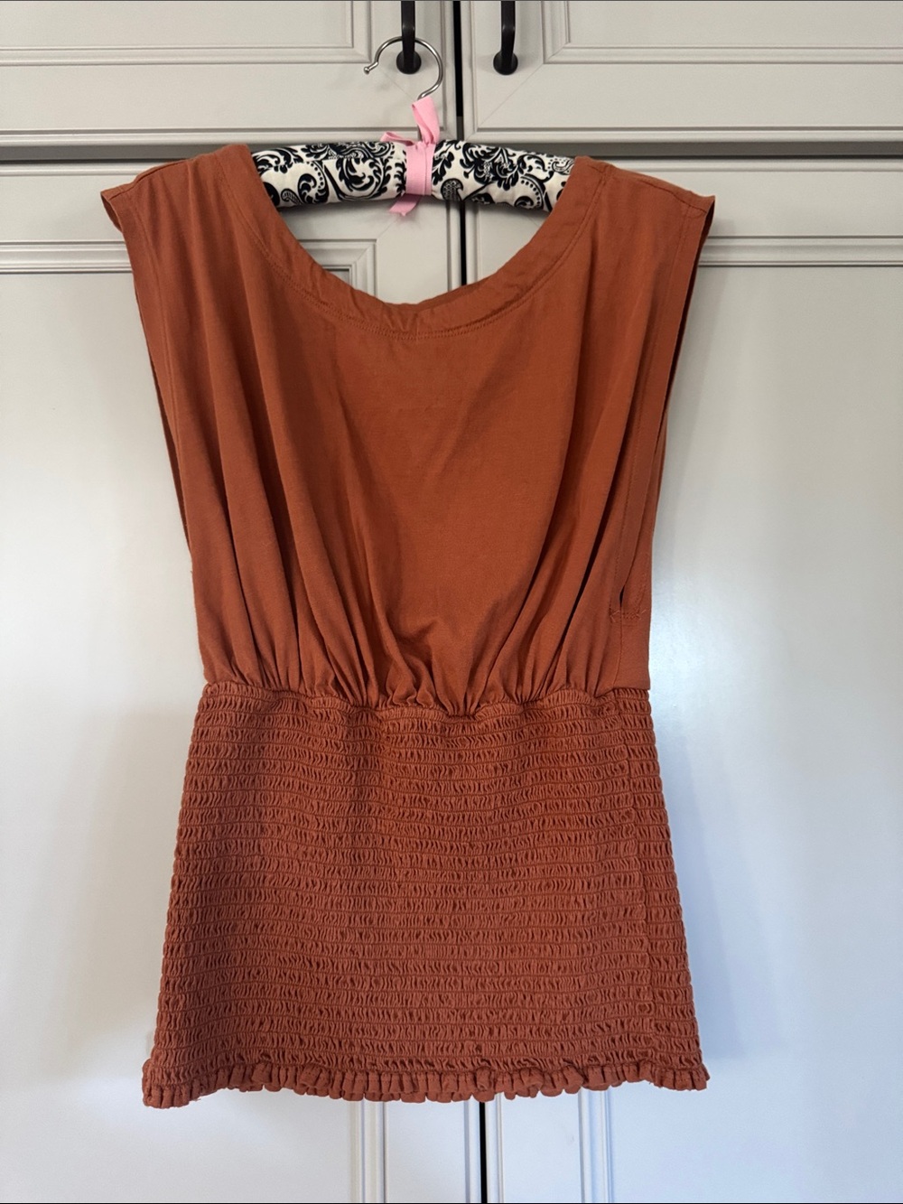 Pilcro Rust Smocked-Waist Sleeveless Midi Top
